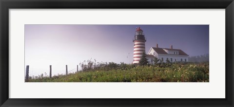 Framed Low angle view of a lighthouse, West Quoddy Head lighthouse, Lubec, Washington County, Maine, USA Print