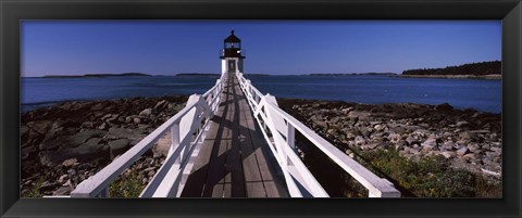 Framed Lighthouse on the coast, Marshall Point Lighthouse, built 1832, rebuilt 1858, Port Clyde, Maine, USA Print