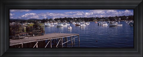 Framed Boats in the sea, Bass Harbor, Hancock County, Maine, USA Print