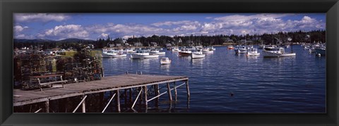 Framed Boats in the sea, Bass Harbor, Hancock County, Maine, USA Print