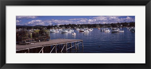 Framed Boats in the sea, Bass Harbor, Hancock County, Maine, USA Print