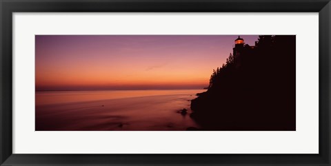 Framed Bass Head Lighthouse at dusk, Bass Harbor, Maine Print