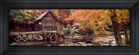 Framed Glade Creek Grist Mill with Autumn Trees, Babcock State Park, West Virginia Print