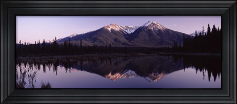 Framed Reflection of mountains in water, Banff, Alberta, Canada Print