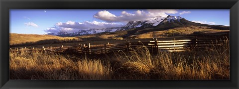 Framed Fence with mountains in the background, Colorado Print