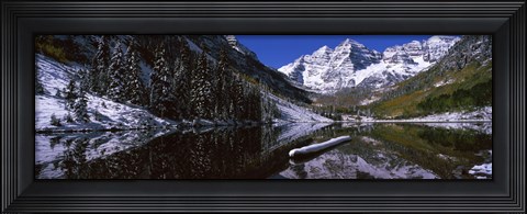 Framed Reflection of a mountain in a lake, Maroon Bells, Aspen, Colorado Print