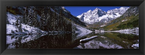 Framed Reflection of a mountain in a lake, Maroon Bells, Aspen, Colorado Print
