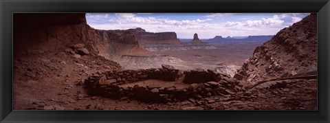 Framed Stone circle on an arid landscape, False Kiva, Canyonlands National Park, San Juan County, Utah, USA Print