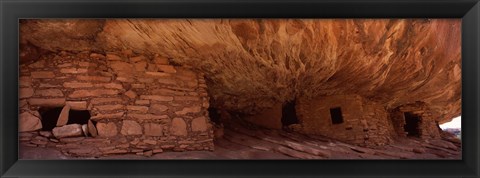 Framed Dwelling structures on a cliff, House Of Fire, Anasazi Ruins, Mule Canyon, Utah, USA Print