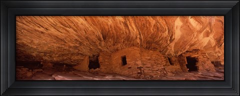 Framed House Of Fire in orange, Anasazi Ruins, Mule Canyon, Utah, USA Print