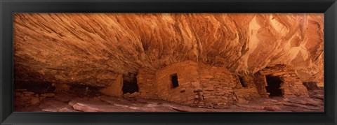 Framed House Of Fire in orange, Anasazi Ruins, Mule Canyon, Utah, USA Print