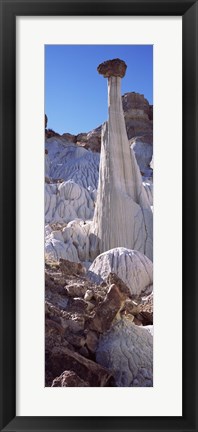 Framed Pinnacle formations on an arid landscape, Wahweap Hoodoos, Arizona, USA Print