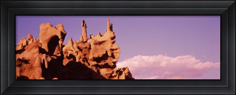 Framed Low angle view of cliffs, Fantasy Canyon, Uintah County, Utah (pink sky) Print