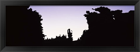 Framed Silhouette of rock formations, Teapot Rock, Fantasy Canyon, Uintah County, Utah Print