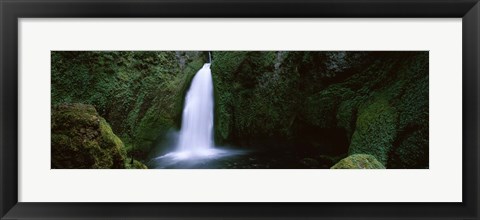 Framed Cascading waterfall in the Columbia River Gorge, Oregon, USA Print