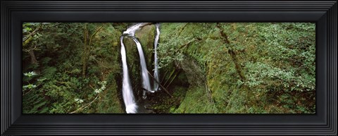 Framed High angle view of a waterfall in a forest, Triple Falls, Columbia River Gorge, Oregon (horizontal) Print
