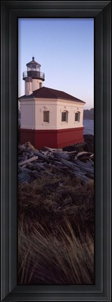 Framed Lighthouse at the coast, Coquille River Lighthouse, Bandon, Coos County, Oregon, USA Print