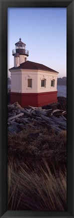 Framed Lighthouse at the coast, Coquille River Lighthouse, Bandon, Coos County, Oregon, USA Print