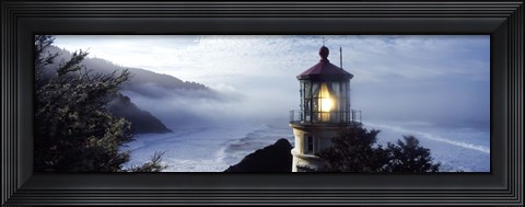 Framed Top of Heceta Head Lighthouse in the Mist, Oregon Print