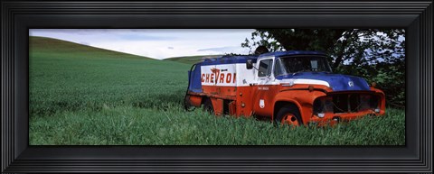 Framed Antique gas truck on a landscape, Palouse, Whitman County, Washington State, USA Print