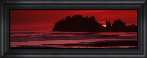 Framed Seastacks at sunset, Second Beach, Washington State Print