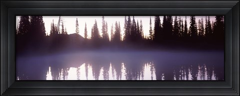 Framed Fog over a lake, Mt Rainier, Pierce County, Washington State Print