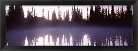 Framed Fog over a lake, Mt Rainier, Pierce County, Washington State Print
