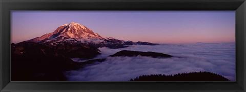 Framed Sea of clouds with mountains in the background, Mt Rainier, Pierce County, Washington State, USA Print