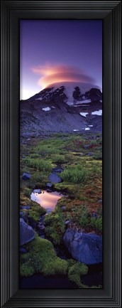 Framed Clouds over a snowcapped mountain, Mt Rainier, Washington State, USA Print