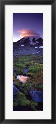 Framed Clouds over a snowcapped mountain, Mt Rainier, Washington State, USA Print