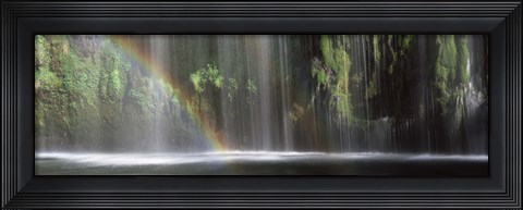 Framed Rainbow formed in front of waterfall in a forest, near Dunsmuir, California Print
