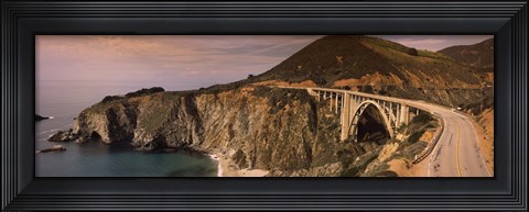 Framed Bridge on a hill, Bixby Bridge, Big Sur, California, USA Print