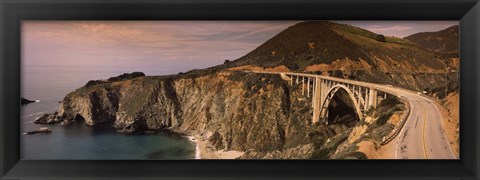 Framed Bridge on a hill, Bixby Bridge, Big Sur, California, USA Print