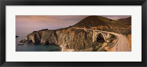 Framed Bridge on a hill, Bixby Bridge, Big Sur, California, USA Print