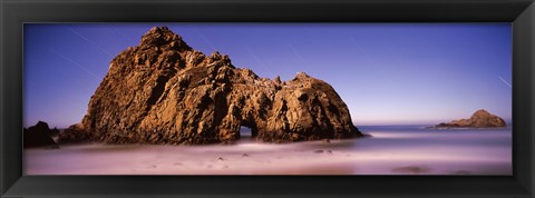 Framed Rock formation on the beach, one hour exposure, Pfeiffer Beach, Big Sur, California Print