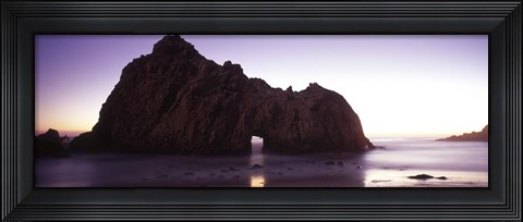 Framed Silhouette of a cliff on the beach, Pfeiffer Beach, Big Sur, California, USA Print