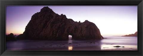 Framed Silhouette of a cliff on the beach, Pfeiffer Beach, Big Sur, California, USA Print