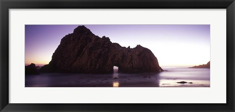 Framed Silhouette of a cliff on the beach, Pfeiffer Beach, Big Sur, California, USA Print