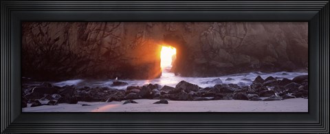 Framed Rock formation on the beach, Pfeiffer Beach, Big Sur, California Print