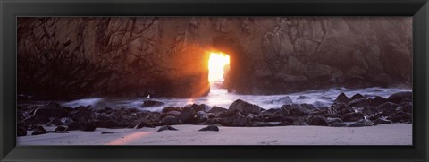 Framed Rock formation on the beach, Pfeiffer Beach, Big Sur, California Print