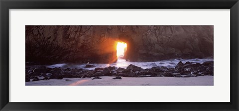 Framed Rock formation on the beach, Pfeiffer Beach, Big Sur, California Print