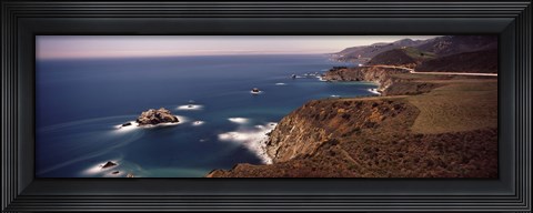 Framed High angle view of a coastline, Big Sur, night time long exposure, California, USA Print