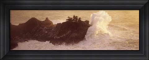 Framed High angle view of waves breaking at the coast, Big Sur, California, USA Print