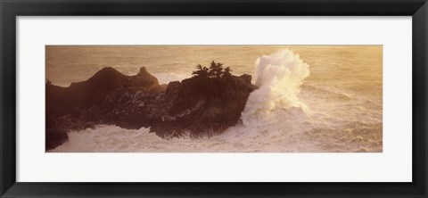 Framed High angle view of waves breaking at the coast, Big Sur, California, USA Print