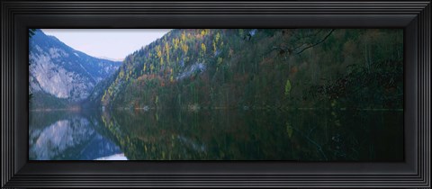 Framed Lake in front of mountains, Lake Toplitz, Salzkammergut, Austria Print