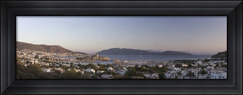 Framed High angle view of a town, The Castle of San Pedro, Bodrum, Aegean Sea, Turkey Print