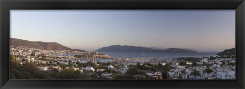 Framed High angle view of a town, The Castle of San Pedro, Bodrum, Aegean Sea, Turkey Print