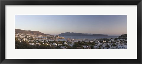Framed High angle view of a town, The Castle of San Pedro, Bodrum, Aegean Sea, Turkey Print
