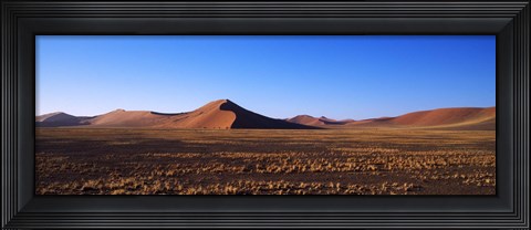 Framed Sand dunes in a desert, Sossusvlei, Namib Desert, Namibia Print