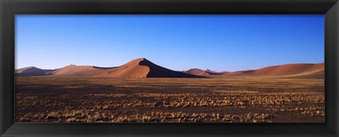 Framed Sand dunes in a desert, Sossusvlei, Namib Desert, Namibia Print